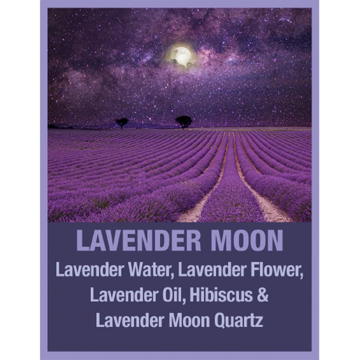 Tweak'd by Nature Lavender Moon scent profile; lavender water, flower and oil with hibiscus and lavender moon quartz.